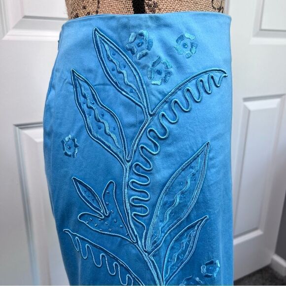 Sz 2 Cache Blue Beaded & floral Embroidered Short Skirt - Picture 8 of 11